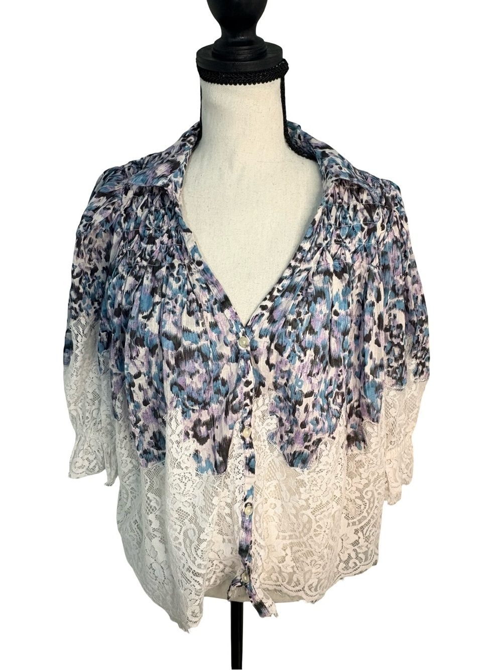 Anthropologie Victorian Sheer Lace Blouse M Boho Cottagecore